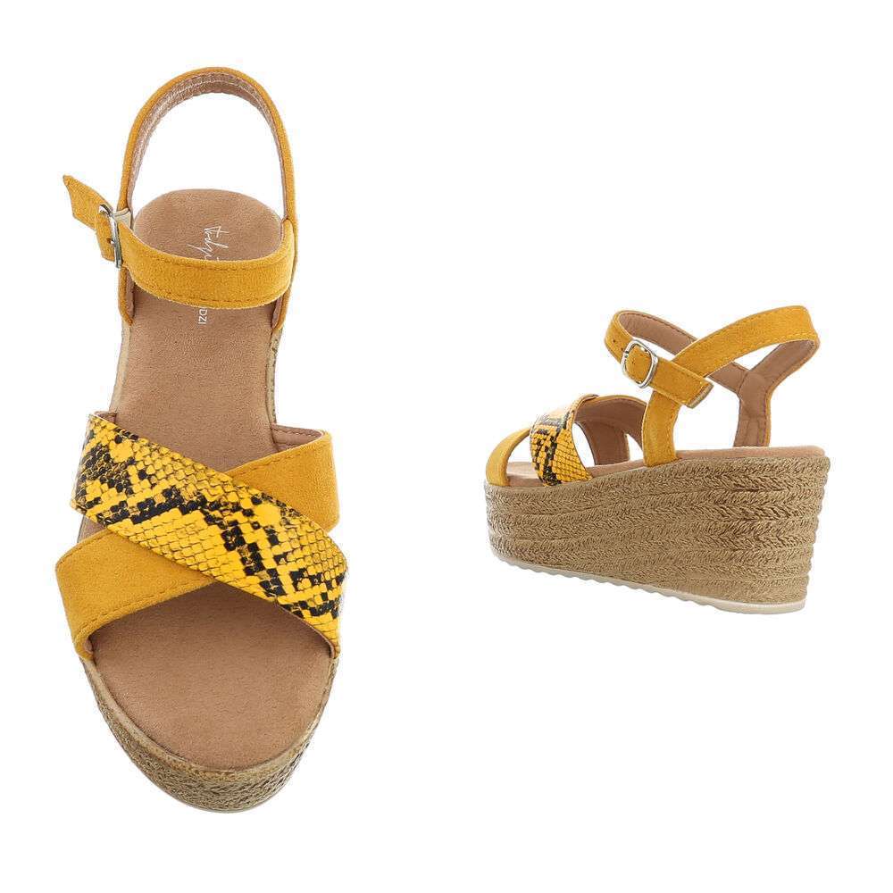 Sandales compensées femme - jaune