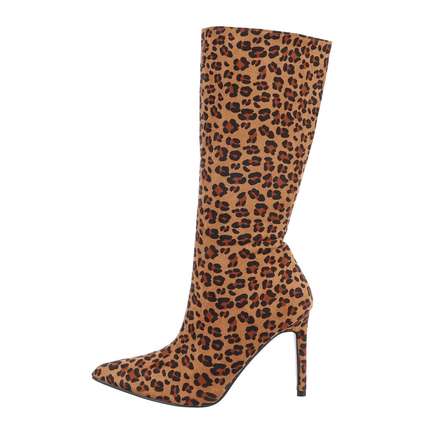 Damen High-Heel Stiefel - leopard Gr. 37